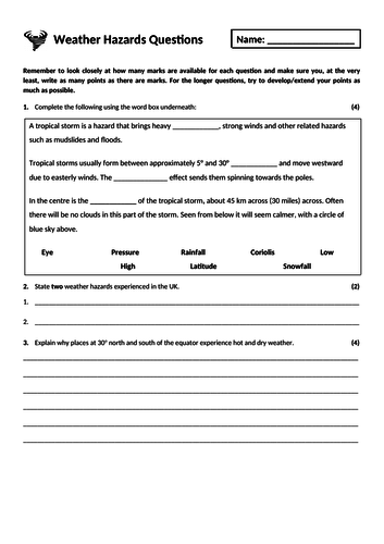 5. Weather hazards exam questions homework