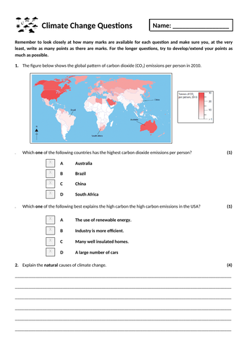 7. Climate change exam questions homework