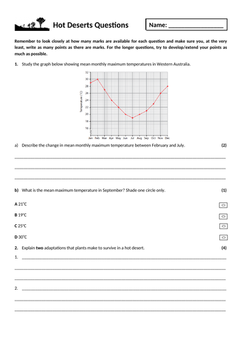 11. Hot deserts exam questions homework