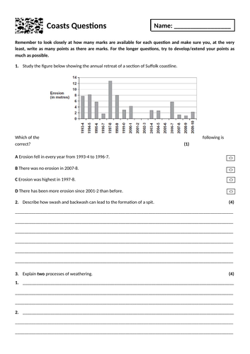 14. Coastal landscapes exam questions homework