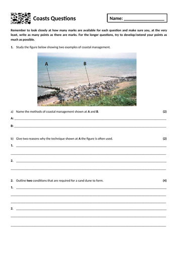 15. Coastal landscapes exam questions homework