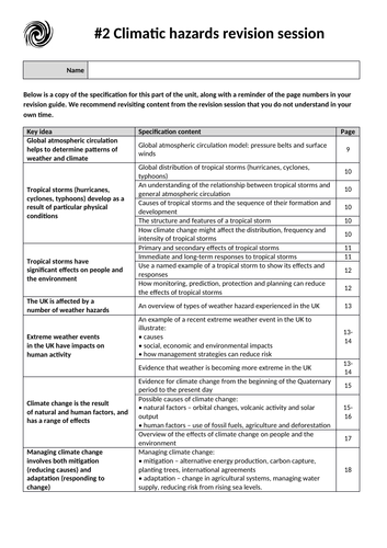 Revision lesson for ‘The challenges of natural hazards’ unit for AQA 9-1 GCSE