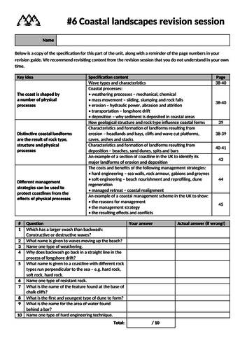 Revision lesson for the 'Physical landscapes of the UK鈥� unit for AQA 9-1 GCSE