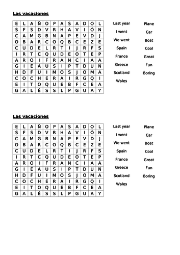 spanish word searches ks3 teaching resources