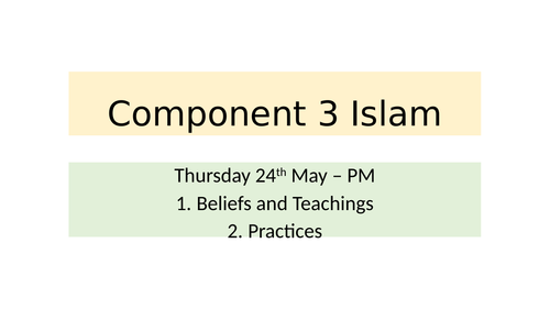 Eduqas GCSE Islam (Component 3) Revision - 16 Exam Questions with Mark scheme