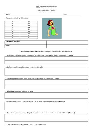 IGCSE PE (new spec 2018) 3.1/2/3 Circulatory System Exam