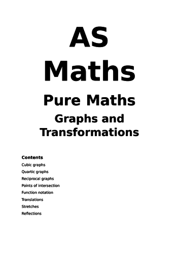 Maths A Level New Spec Graphs and Transformations Notes and Examples (Year 1)