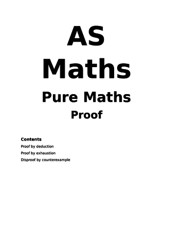 Maths A Level New Spec Proof Notes and Examples (Year 1)