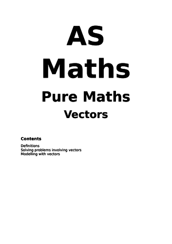 Maths A Level New Spec Vectors Notes and Examples (Year 1)