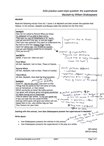Aqa english literature paper 1 2019 macbeth question picture