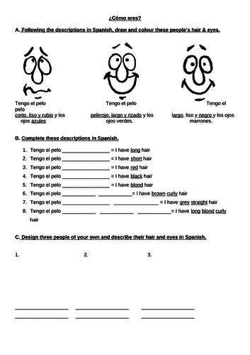 en mi familia year 7 spanish worksheets teaching resources