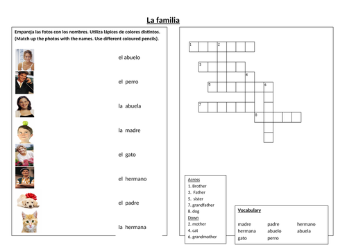en mi familia year 7 spanish worksheets teaching resources