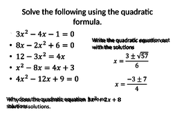 Quadratic Equation (factorising and formula) | Teaching Resources