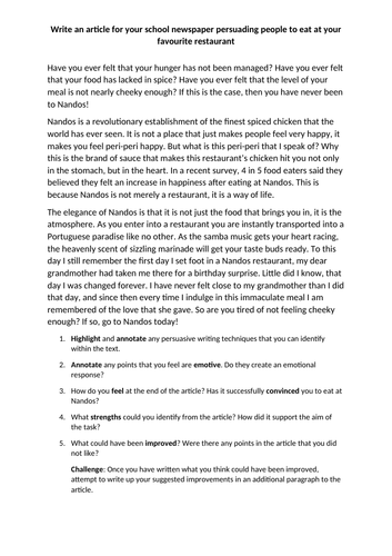 Year 8 Persuasive Writing | Teaching Resources