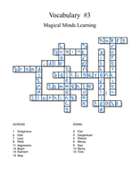 11  Vocabulary Crossword #3 (11  Vocab Series) Teaching Resources