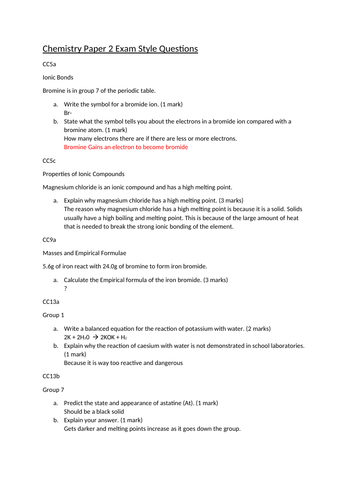 Chemistry Paper 2 Gcse Science Teaching Resources 6536