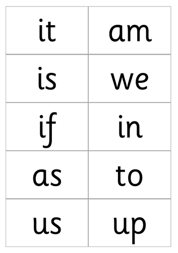 First 2 Letter Words Flash Cards Teaching Resources