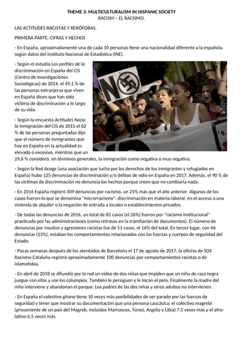 Spanish A Level: El racismo. Fact files and speaking, reading and translation activities.