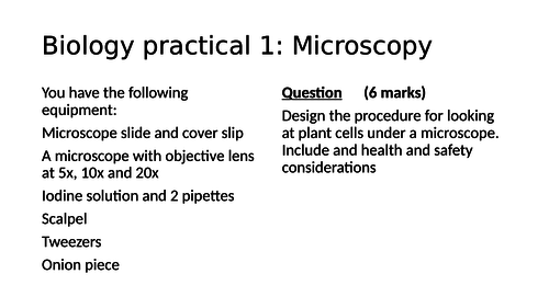 New spec Biology required practical exam style questions for foundation tier