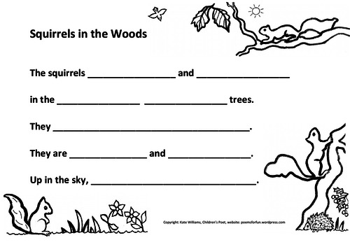 Squirrels in Woods - Writing, Ys 2+3, guided.