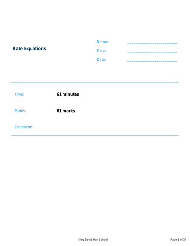 A Level Chemistry Kinetics and Rate Equations