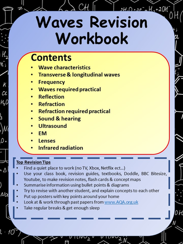 Aqa 1 9 Gcse Physics Science Waves Revision Workbook Teaching Resources 4643