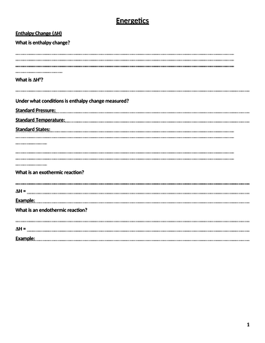 A Level Chemistry AS Thermodynamics