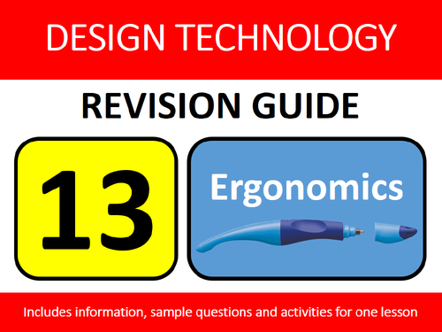 GCSE Design Resistant Materials Revision Lesson #13: Ergonomics Study Guide Exam Questions