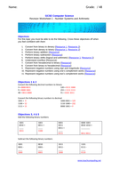 gcse computer science revision number systems worksheet teaching