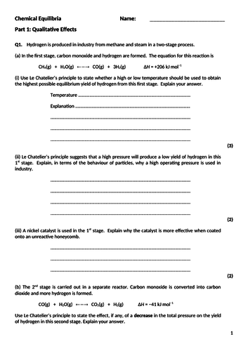 A Level Chemistry Equilibria