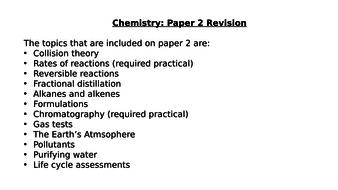 Chemistry Paper 2 Revision (AQA 9-1 New Specification) | Teaching Resources