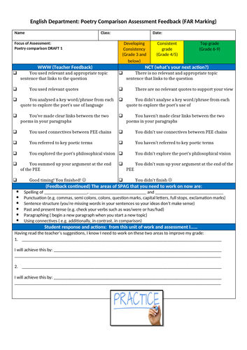 Poetry  Comparison Assessment Feedback Sheet _ FAR Marking_2018