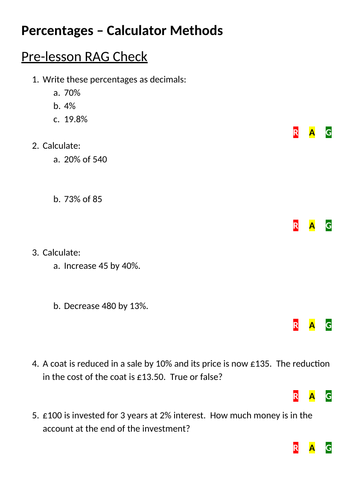 Percentages Of Quantities Calculator Methods Inc Reverse Percentage Change And Compound Interest Teaching Resources