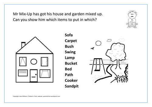 Yr 1 Reading Game - Sorting items for Mr Mix-Up