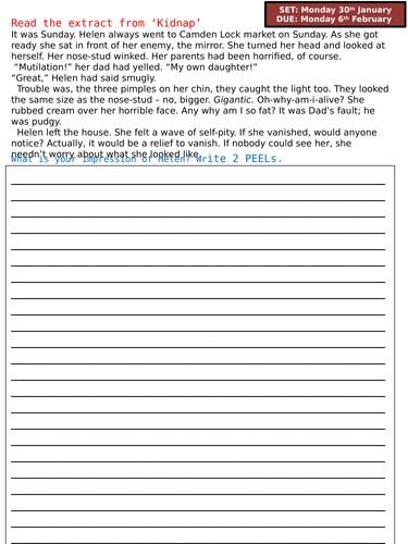 A series of weekly reading homework tasks | Teaching Resources