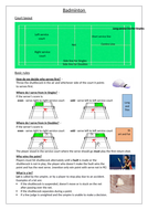 Badminton Basic Rules Sheet | Teaching Resources