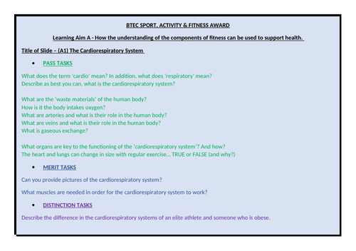 New BTEC Sport, Activity and Fitness Resources - Component 1 | Teaching ...