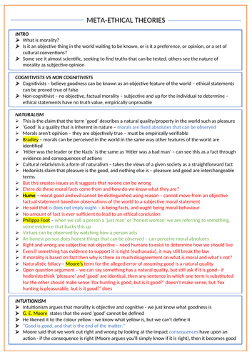 Meta Ethics - Religious Studies A Level OCR