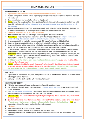 Problem of Evil - OCR Religious Studies A Level