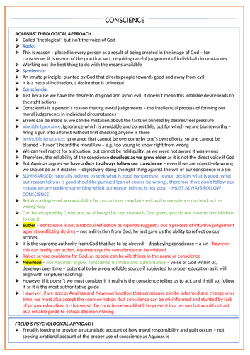 Conscience - OCR Religious Studies A Level