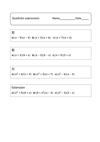 Expanding Quadratics | Teaching Resources