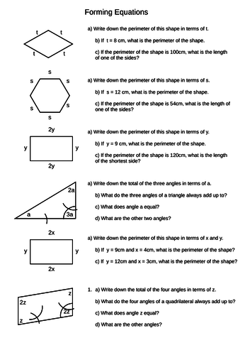 GCSE Edexcel Maths Algebra Forming Equations | Teaching Resources
