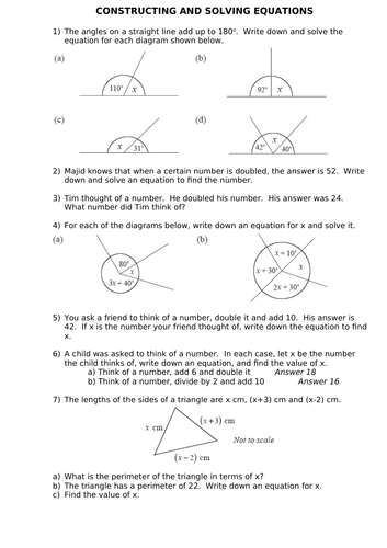 GCSE Edexcel Maths Algebra Forming Equations | Teaching Resources