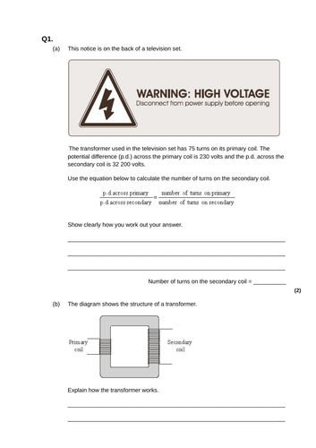 GCSE AQA Physics Electromagnetism revision 2