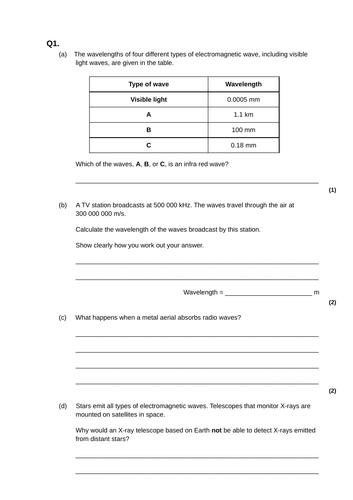 GCSE AQA Physics Waves  Revision 1