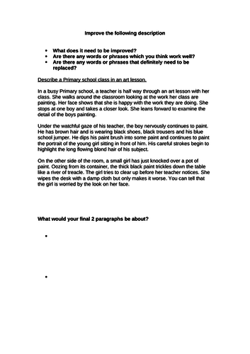 year 9 descriptive writing teaching resources