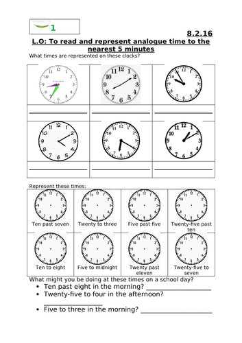 Telling Time on an Analogue Clock (Nearest 5 minutes) - KS2 | Teaching ...