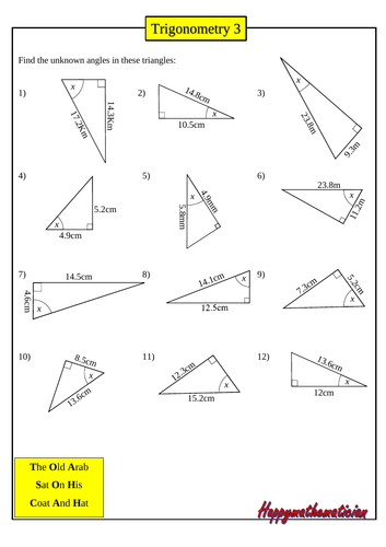 6 Worksheets on Trigonometry in Right Angled Triangles - over 50 ...