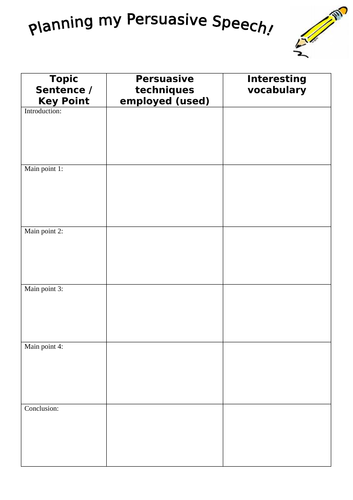 persuasive essay planning sheet