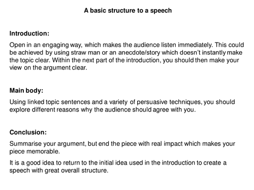 what is the structure of a persuasive speech